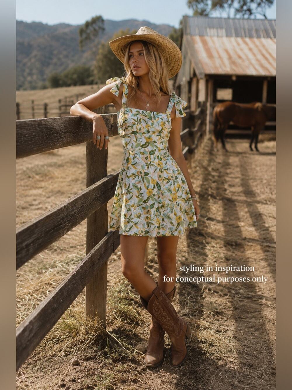 Sundress-Zara Yellow & Green Floral Tie-Shoulder Mini Dress